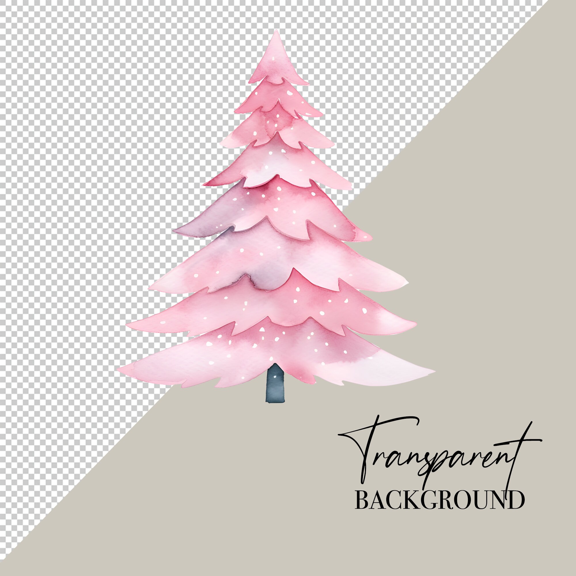Pink Christmas PNG Christmas Tree Clipart Christmas Clipart Watercolor Clipart Commercial Use Watercolor Clip Art Digital Stickers Download image 3