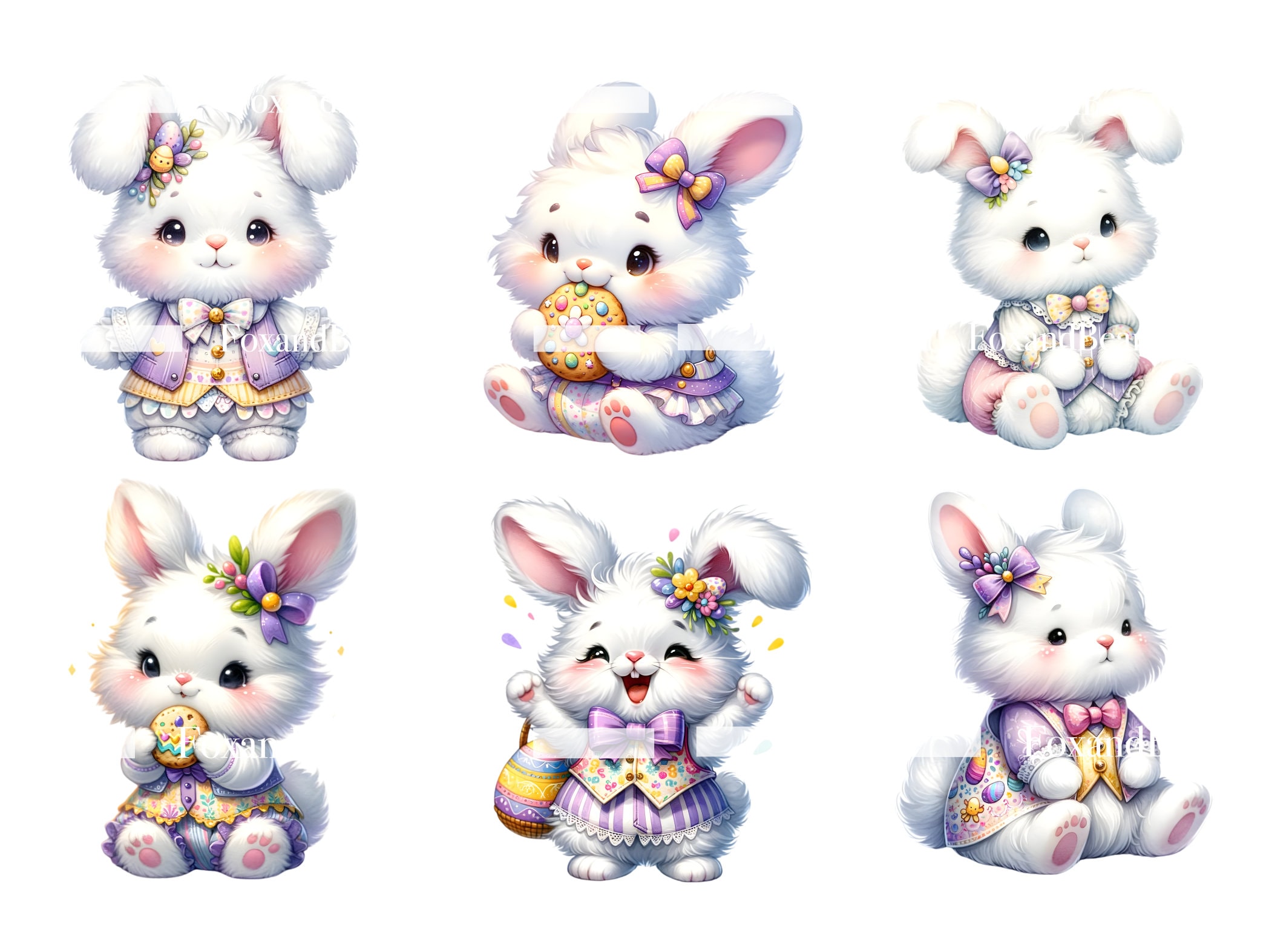 Watercolor Easter Bunny PNG Rabbit Bunny Clipart Pastel Easter PNG Watercolor Clipart Watercolor Clip Art Commercial Use Digital Download image 9