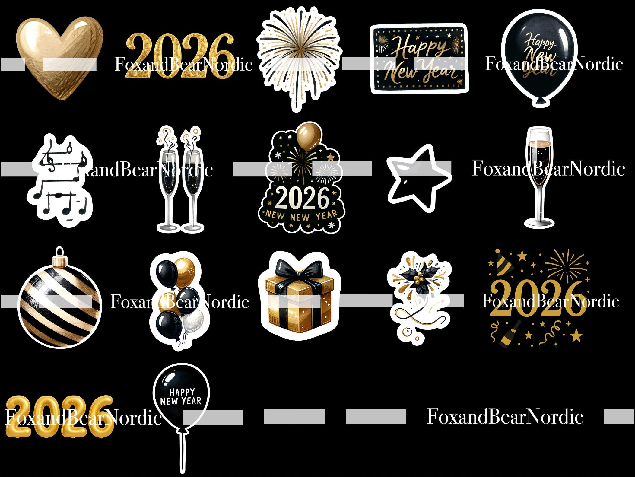 New Years PNG Digital Stickers Fireworks PNG 2026 PNG Balloon Clipart Watercolor Clipart Commercial Use Watercolor Clip Art Digital Download image 5