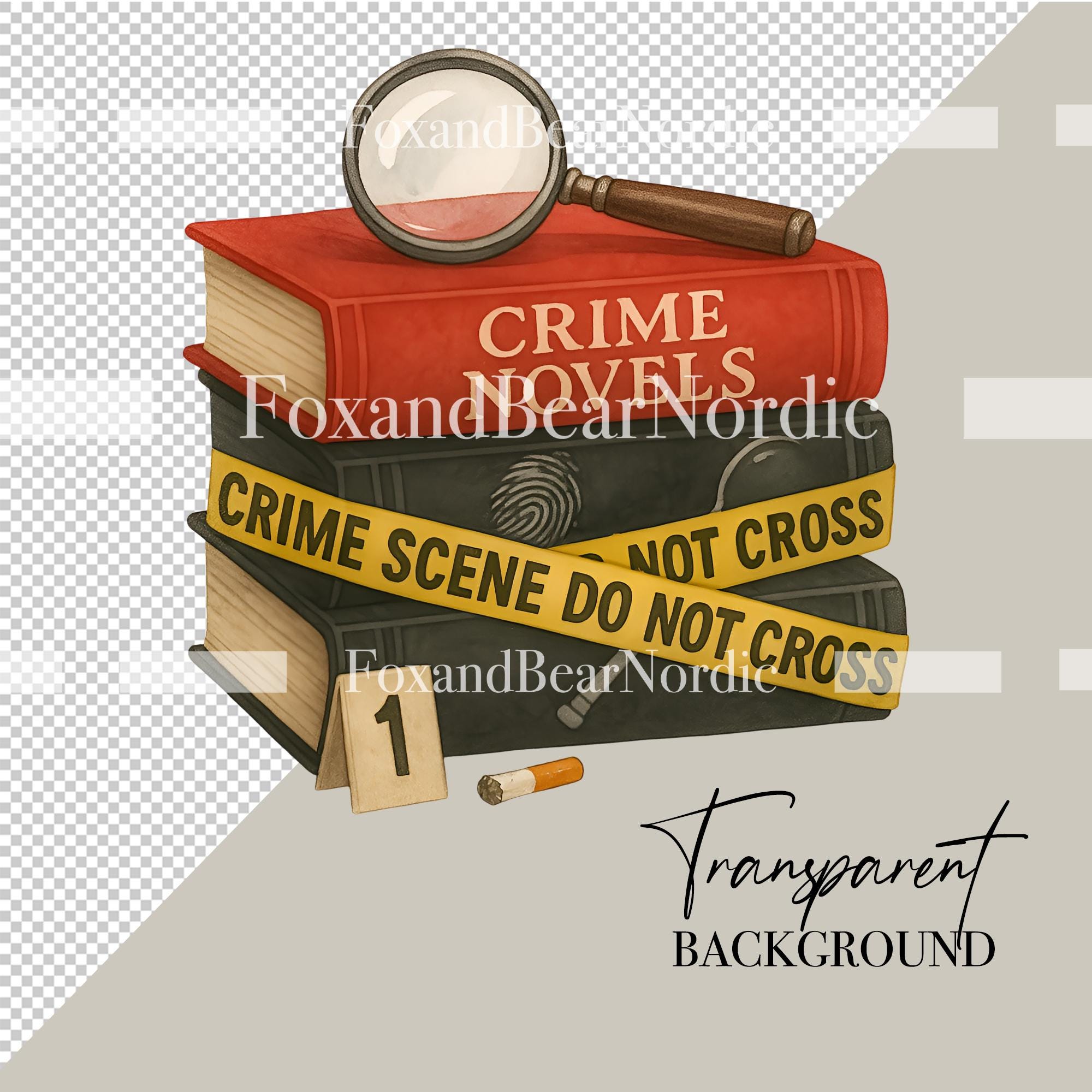 Fantasy & Mystery Book Stack Clipart | Magical Books PNG, Witchy Book Art, Noir Detective Books, Crime Thriller Book Clipart image 3