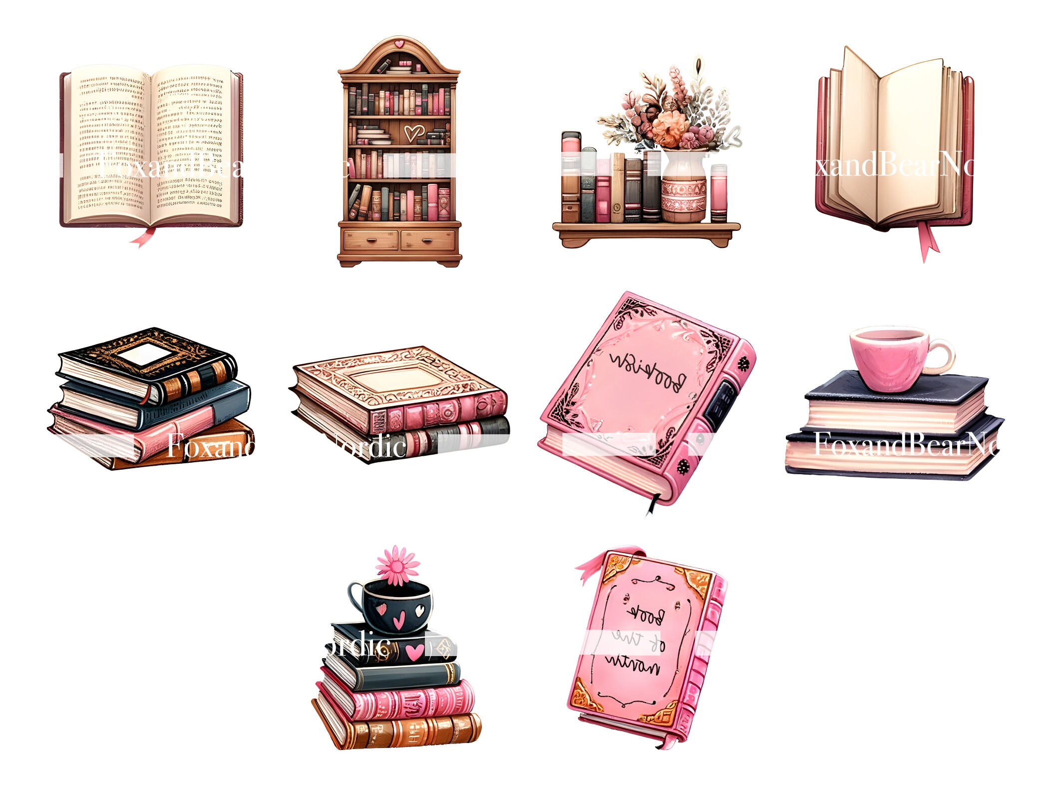 Books Clipart Bundle Bookish Stickers That Girl Planner Digital Watercolor Clipart Watercolor Clip Art Digital Stickers PNG Commercial Use image 8