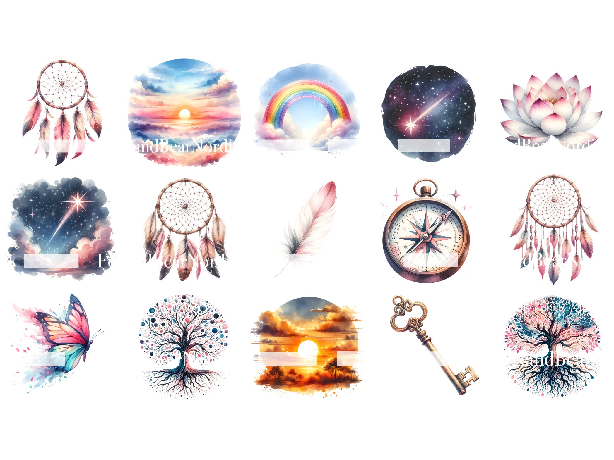 Manifestation Journal Digital Stickers Money Manifestation Planner Clipart Bundle PNG Watercolor Clipart Watercolor Clip Art Commercial Use image 6