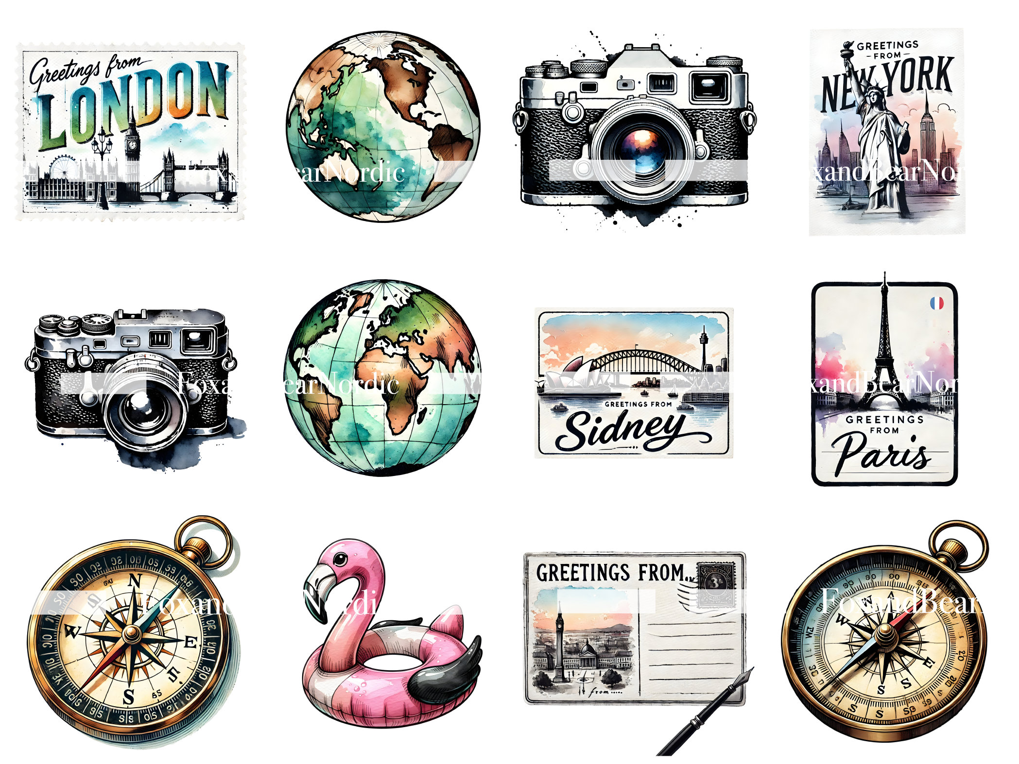 Travel Clipart Vacation PNG Summer Bucket List Clipart Beach PNG Travel Scrapbooking Adventure Book Summer PNG Junk Journal Commercial Use image 9