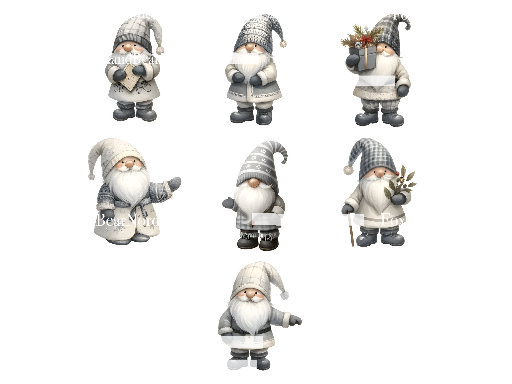 Gnome Clipart PNG Christmas Clipart Watercolor Clipart Christmas Gnomes PNG Commercial Use Watercolor Clip Art Digital Stickers Download image 7