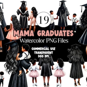 Mamá negra graduada PNG Doctor graduado Clipart Chica graduada PNG Gorro de graduación Clipart para gorro de graduación Uso comercial 2025