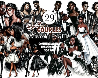 Pareja Negra Clipart San Valentín Clipart San Valentín Pareja PNG Pareja Clipart PNG Acuarela Clipart Mujer Negra Clipart Chica Uso Comercial