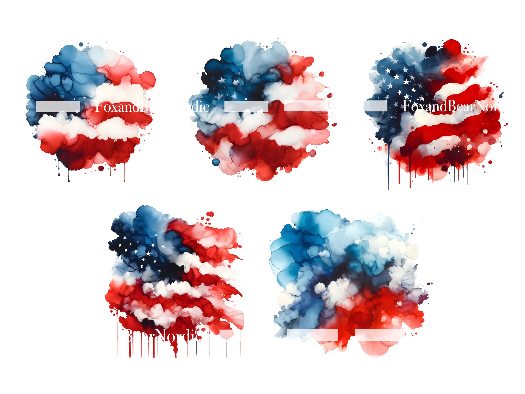 Watercolor Splashes Background PNG Fourth 4th of July PNG American Flag PNG Patriot Png Usa Freedom Watercolor Clipart Commercial Use image 5