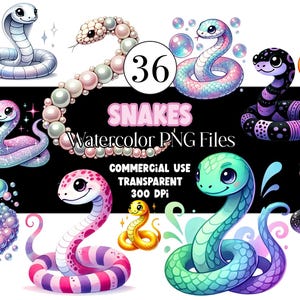 Schattige slang clipart dierlijke clipart PNG Chinees Nieuwjaar kinderen clipart baby slang PNG aquarel clipart aquarel clip art commercieel gebruik