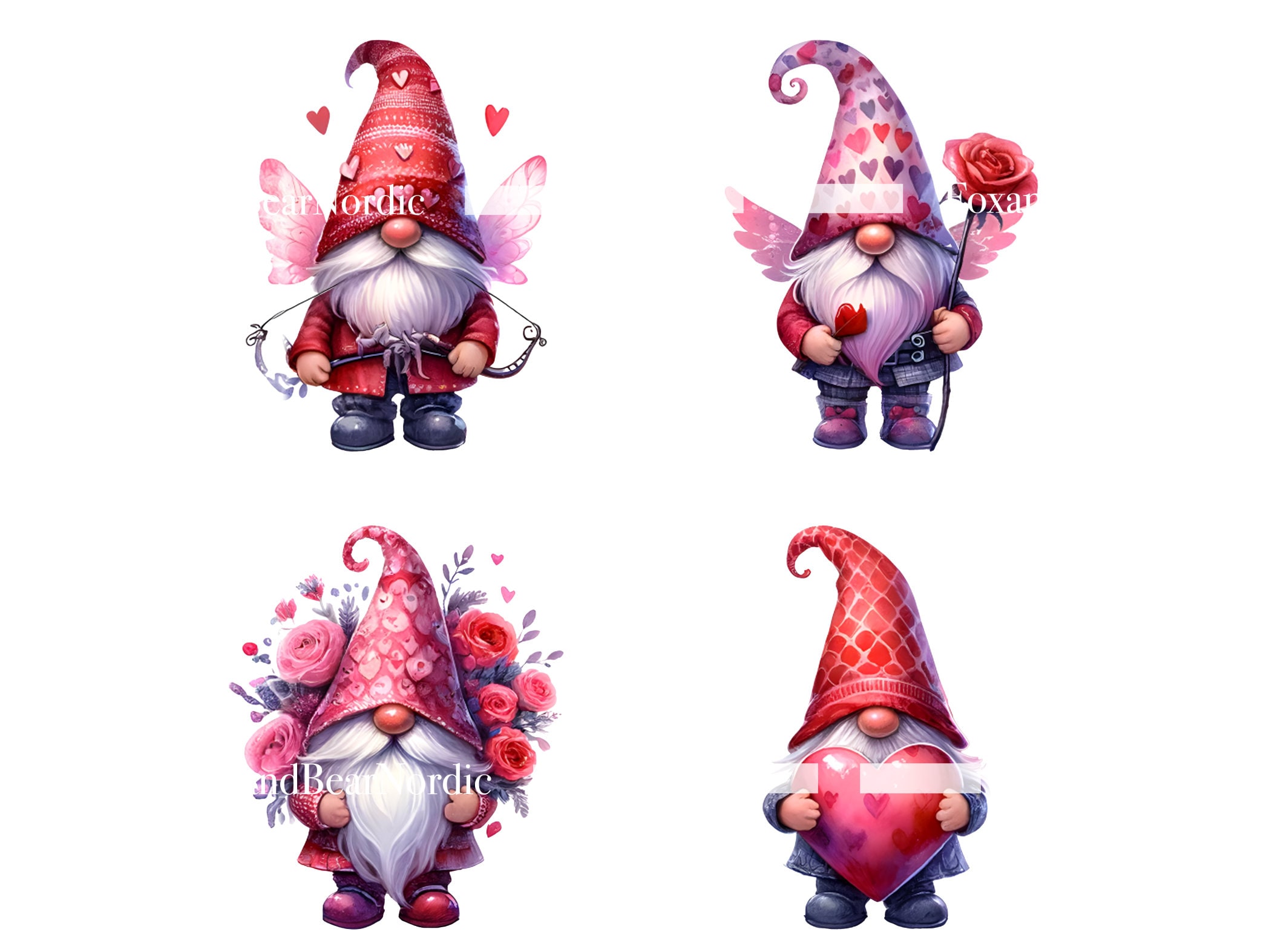 Valentine Gnome Clipart PNG Gnome Valentine PNG Valentines Watercolor Clipart Commercial Use Watercolor Clip Art Digital Stickers Download image 6