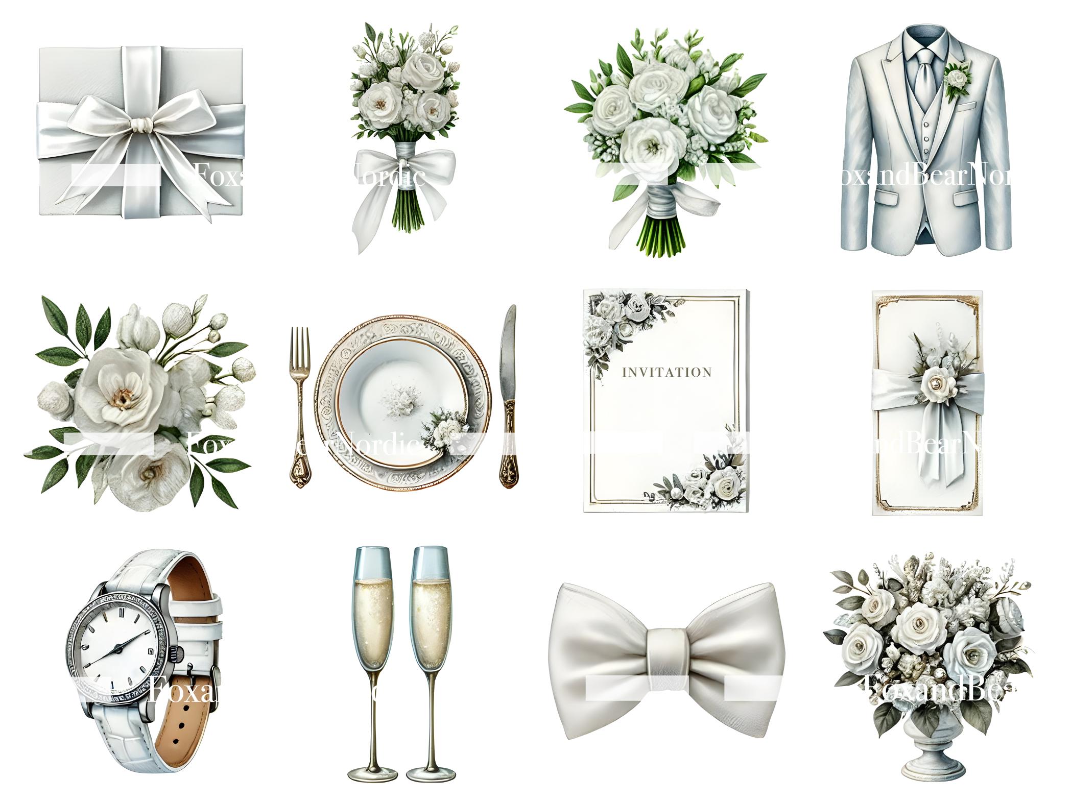 Wedding Clipart Bride Bridesmaid Wedding Robes Couple PNG Couple Clipart Wedding Graphics Bridal Clipart Bridegroom Stickers Commercial Use image 6