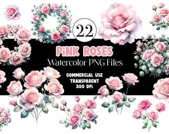 Aquarell Rosa Rosen Clipart Blumen Clipart Aquarell Blumen Clipart Rosa Blumen Aquarell Clipart Hochzeit Clipart Muttertag Clipart
