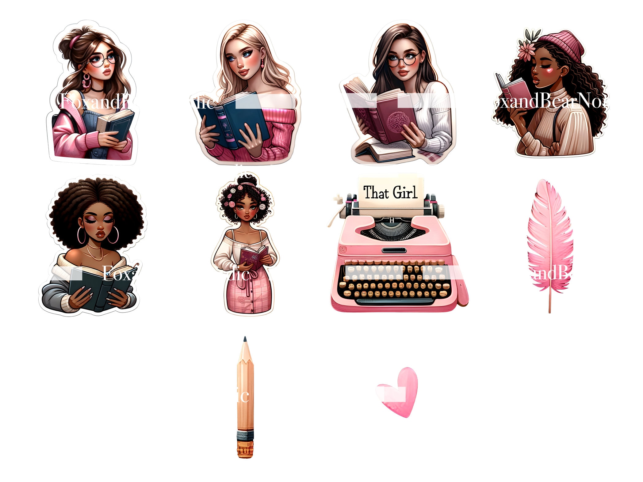 Books Clipart Bundle Bookish Stickers That Girl Planner Digital Watercolor Clipart Watercolor Clip Art Digital Stickers PNG Commercial Use image 5