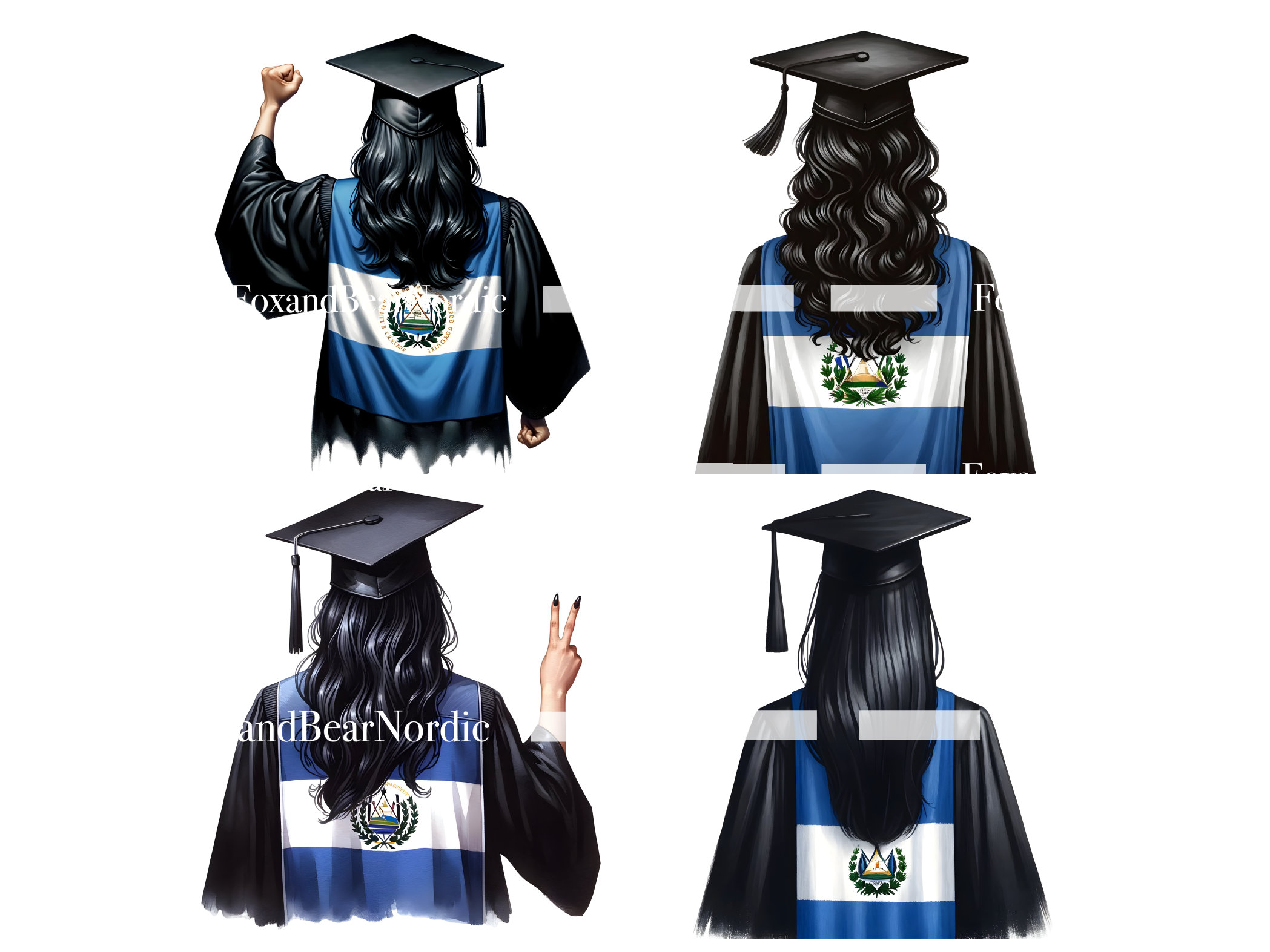Salvadoran Graduation PNG Graduation Clipart Graduation Girl PNG Clipart for Graduation Cap Topper El Salvador Flag Hispanic Graduation 2026 image 4