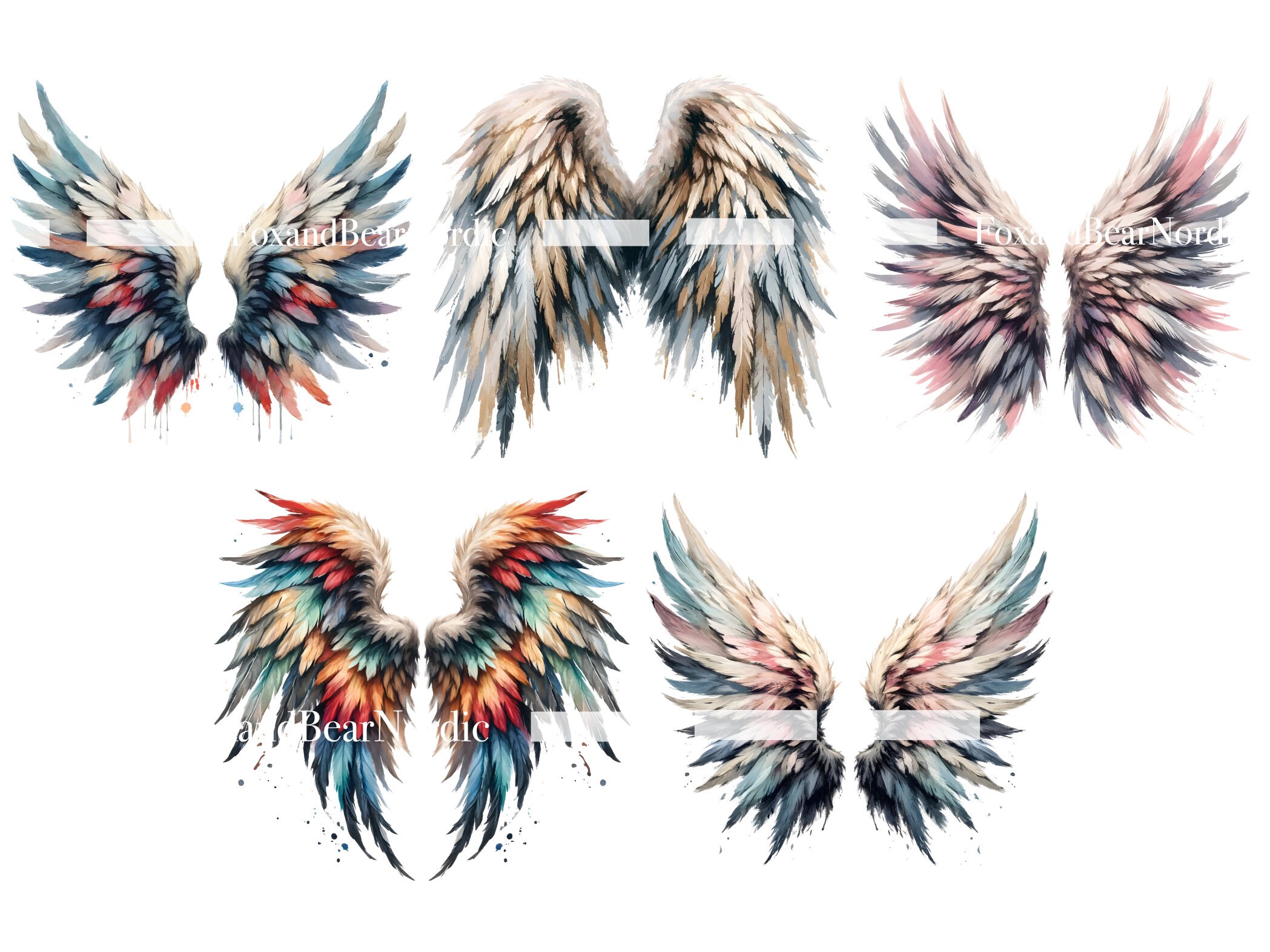 Watercolor Angel Wings PNG In loving Memory Rest In Peace PNG Heaven Memorial Guardian Angel Wings Clipart Prayer Journal Christian Planner image 7