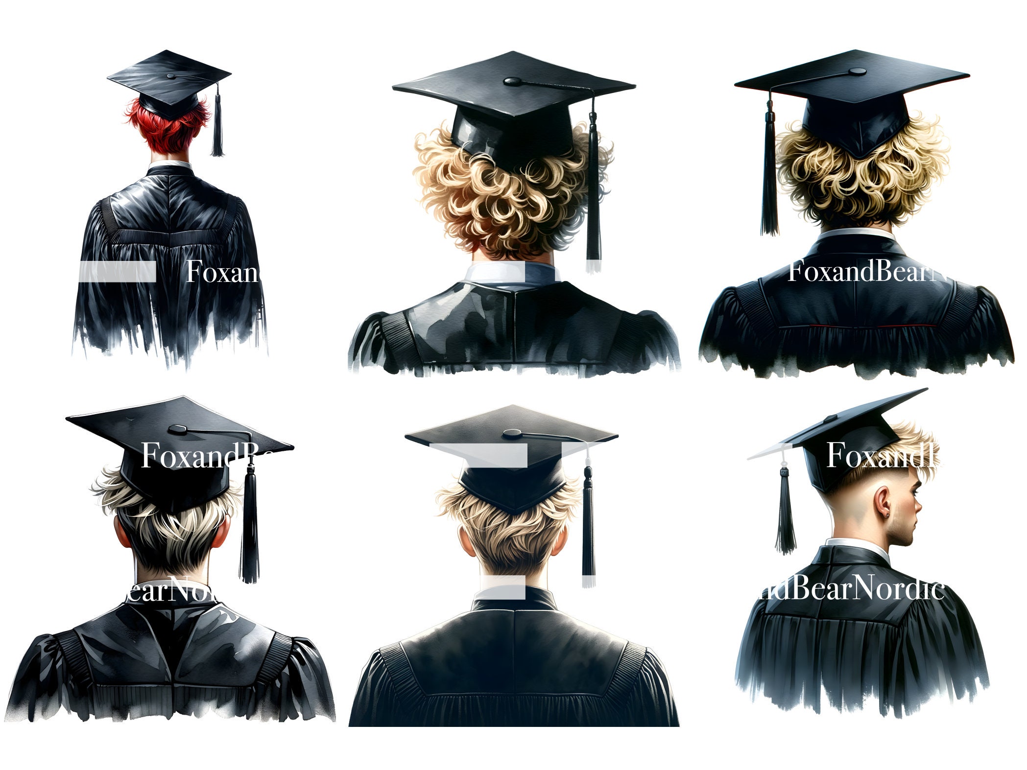 Watercolor Graduation PNG Doctor Graduation Clipart Graduation 2026 Clipart Graduation Cap Clipart Male Graduation Commercial Use 2026 image 5