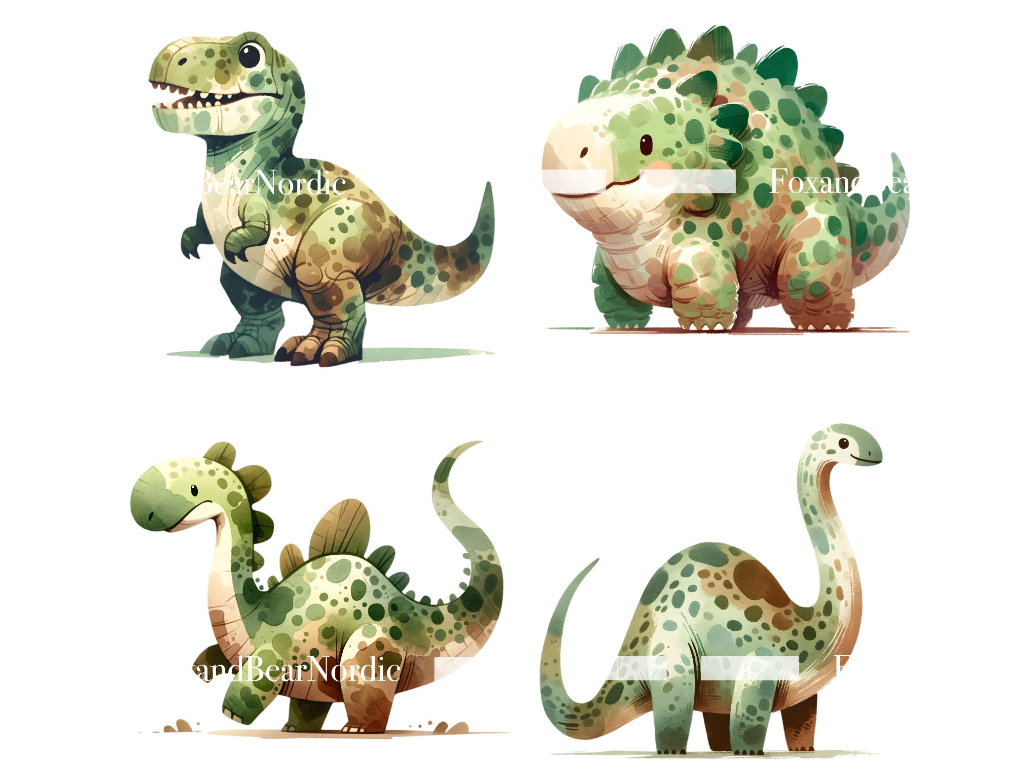 Watercolor Dinosaurs Clipart for Kids Cute Dinosaur Birthday PNG Watercolor Clipart Watercolor Clip Art Commercial Use Instant Download image 7