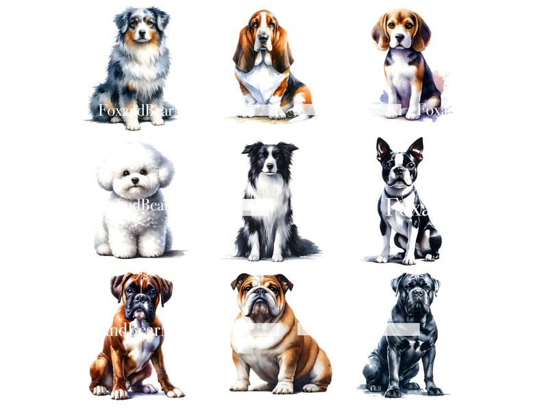Watercolor Dog Breeds Clipart Bundle Dog PNG Golden Retriever PNG ...