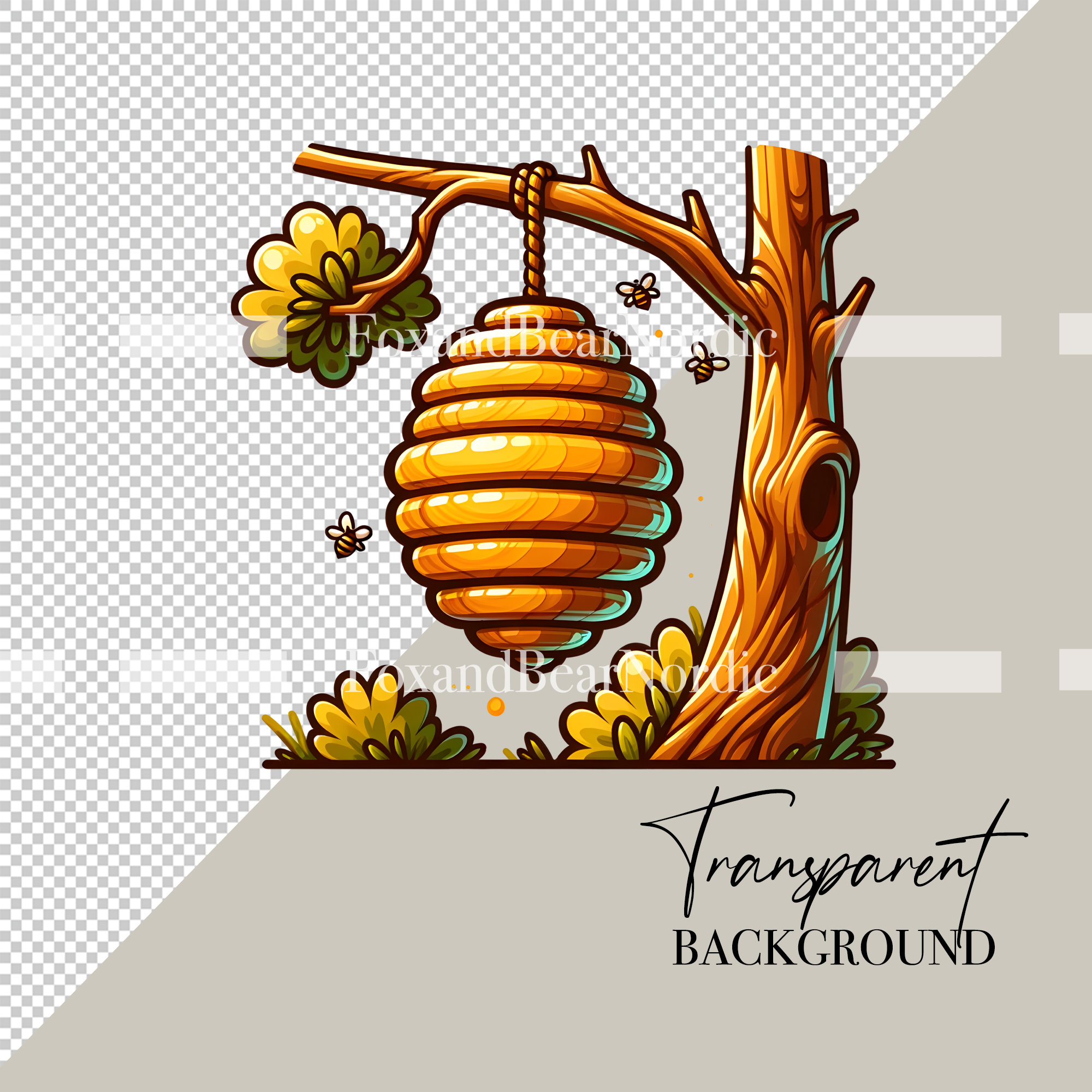 Watercolor Honey Bee Clipart Beehive Clipart Queen Bee PNG Spring Summer Clipart Watercolor Clipart Watercolor Clip Art Commercial Use image 3