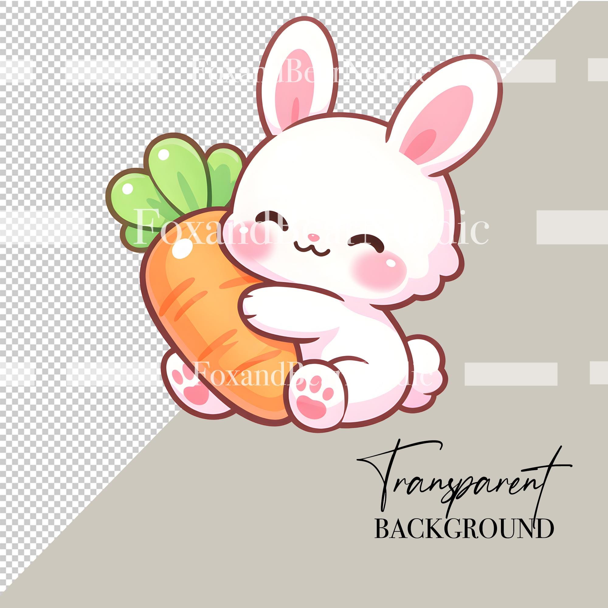 Kawaii Easter Clipart PNG Bundle | Cute Bunnies, Eggs, Chicks & Candy | Pastel Spring Cartoon Clipart, 300 DPI image 3