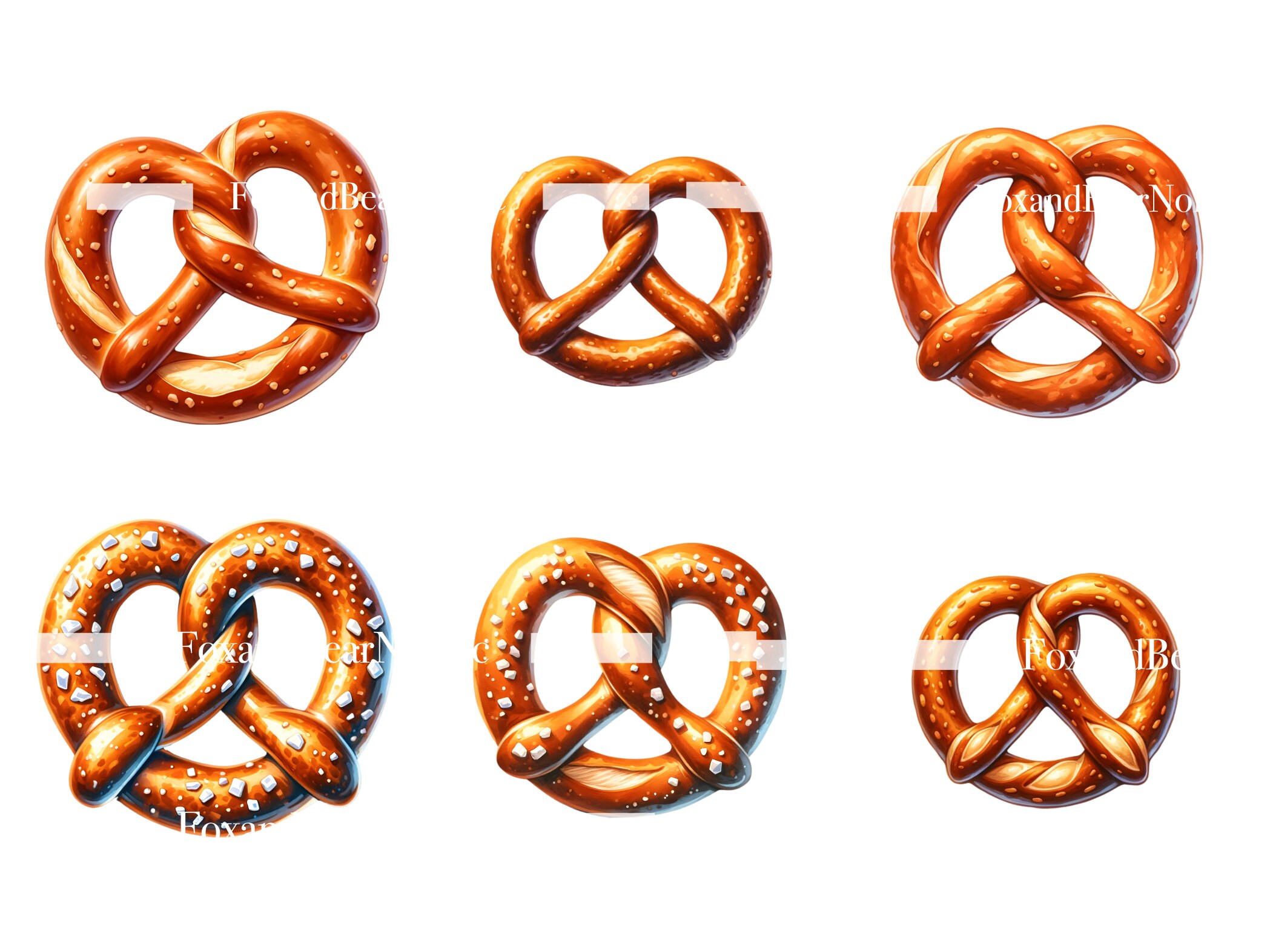 Watercolor Pretzel Clipart Pretzels Food Clipart Chocolate Pretzels Watercolor Clipart Watercolor Clip Art Digital Download Commercial Use image 4