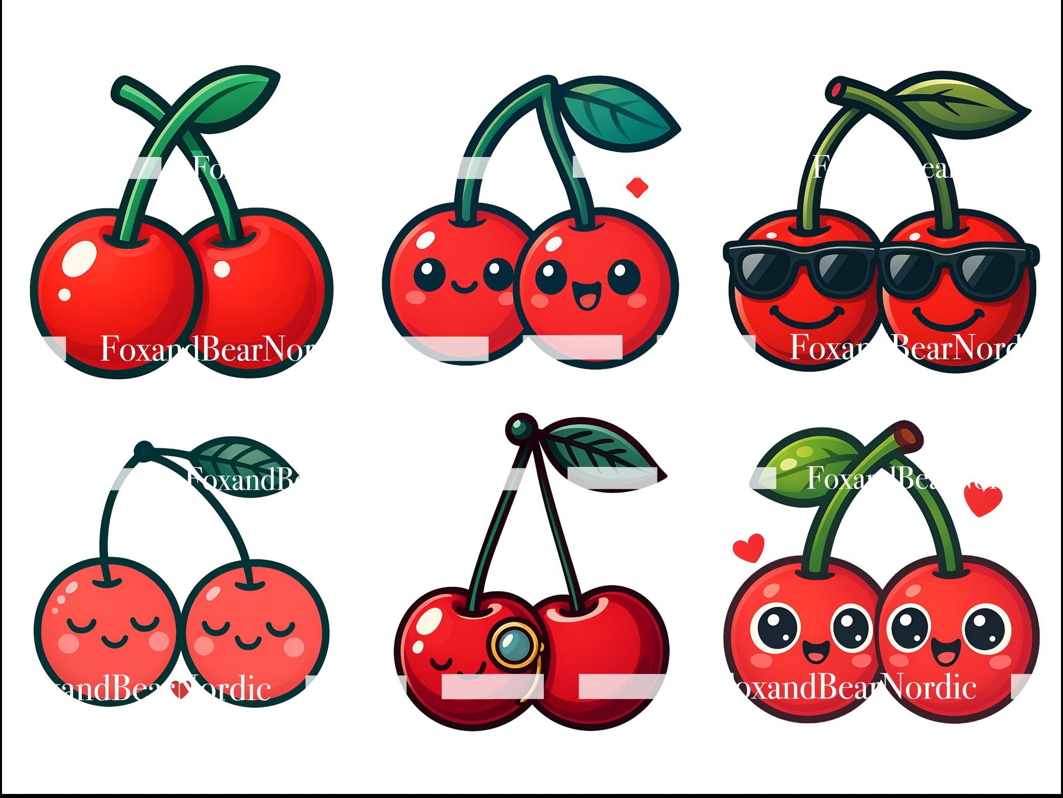 Cute Cherry Clipart Pastel Cherry PNG Cute Fruit PNG Cherry Art for Planners Cherry Icon Summer Clipart Kawaii Clipart Love Commercial Use image 6