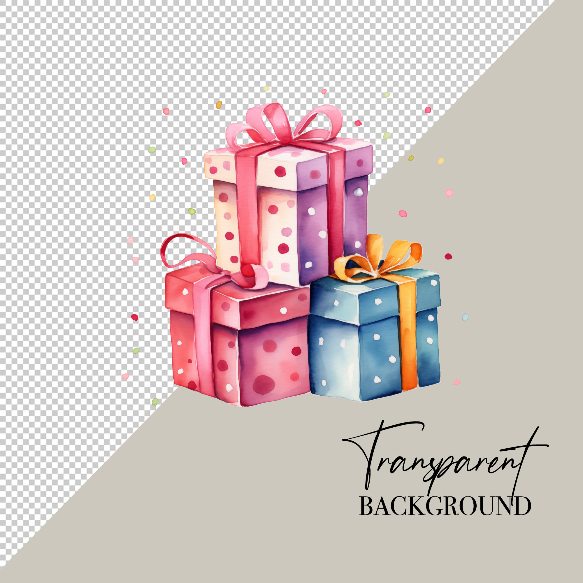 Birthday Party Cake Clipart Gifts Balloon Clipart PNG Bundle Watercolor Clipart Commercial Use Watercolor Clip Art Digital Stickers Download image 3