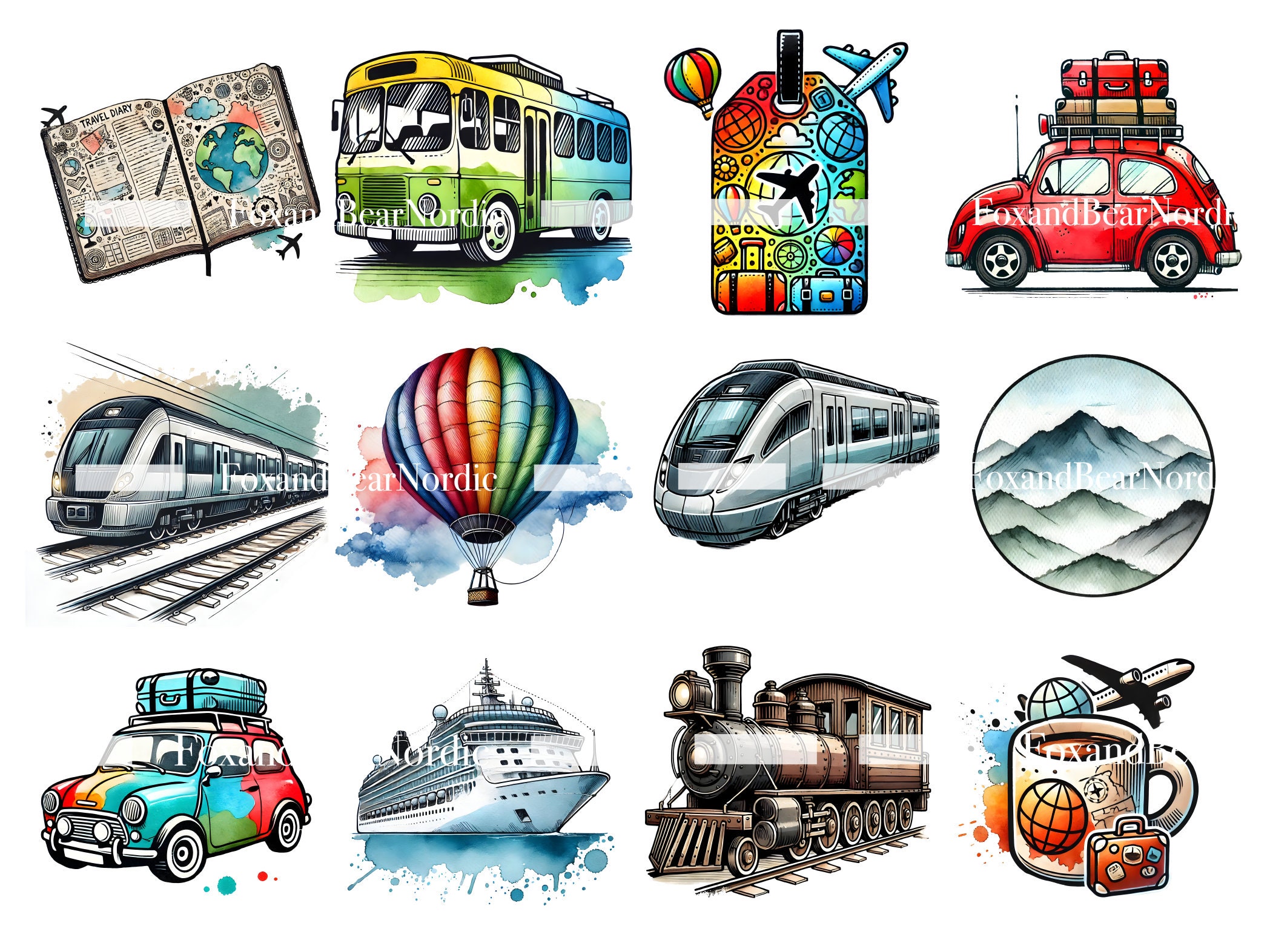 Travel Clipart Vacation PNG Summer Bucket List Clipart Beach PNG Travel Scrapbooking Adventure Book Summer PNG Junk Journal Commercial Use image 8