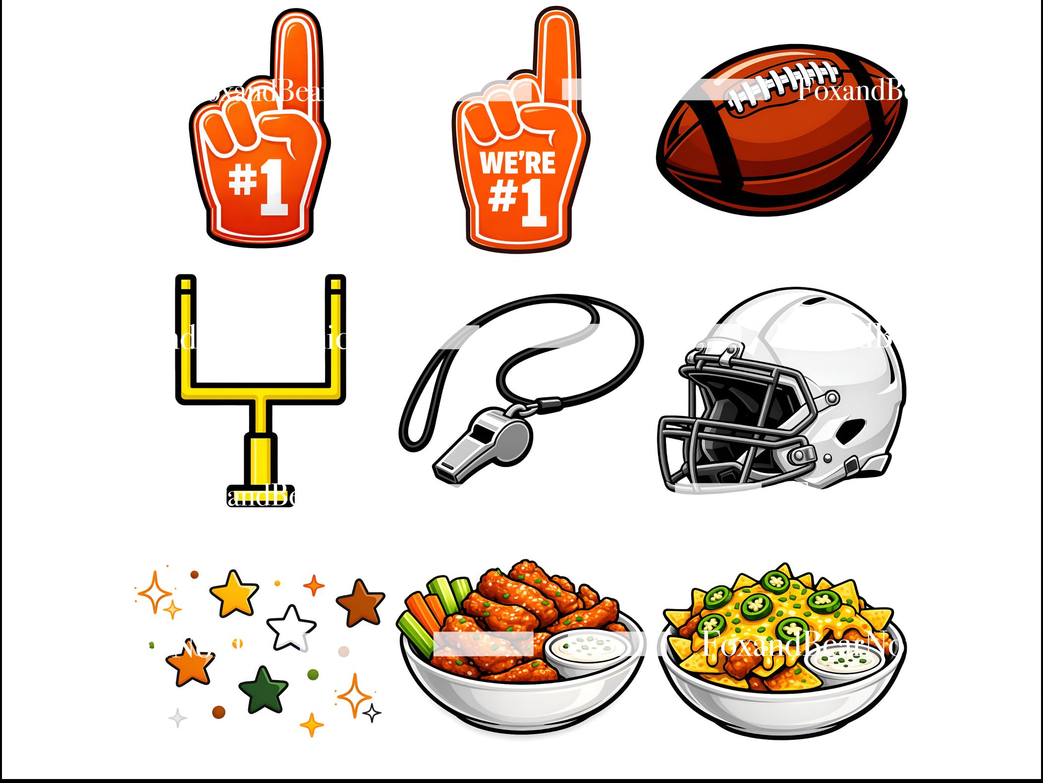 Football Game Day PNG Clipart Bundle: Sports Party Graphics (Digital Download image 4