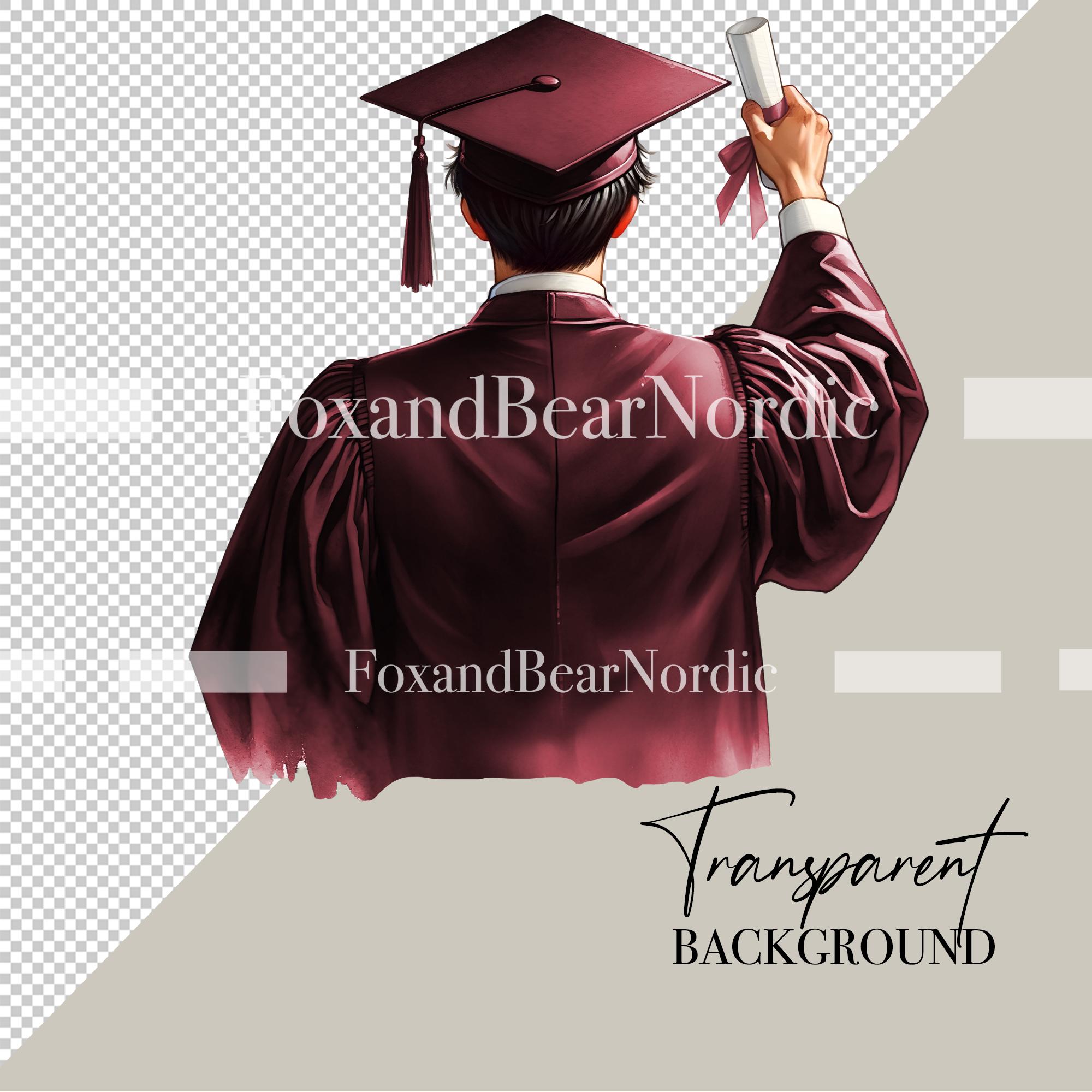 Watercolor Graduation PNG Doctor Graduation Clipart Graduation 2026 Clipart Graduation Cap Clipart Male Graduation Burgundy Commercial Use image 3