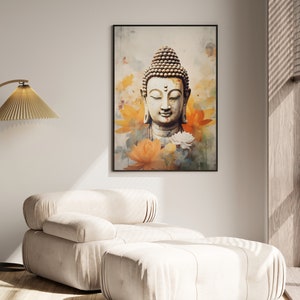 Buddha Wall Art Spiritual Wall Art Printable Wall Art Lotus Flower Wall Art Instant Download Living room Art Dreamy Vibes Buddha Art Print