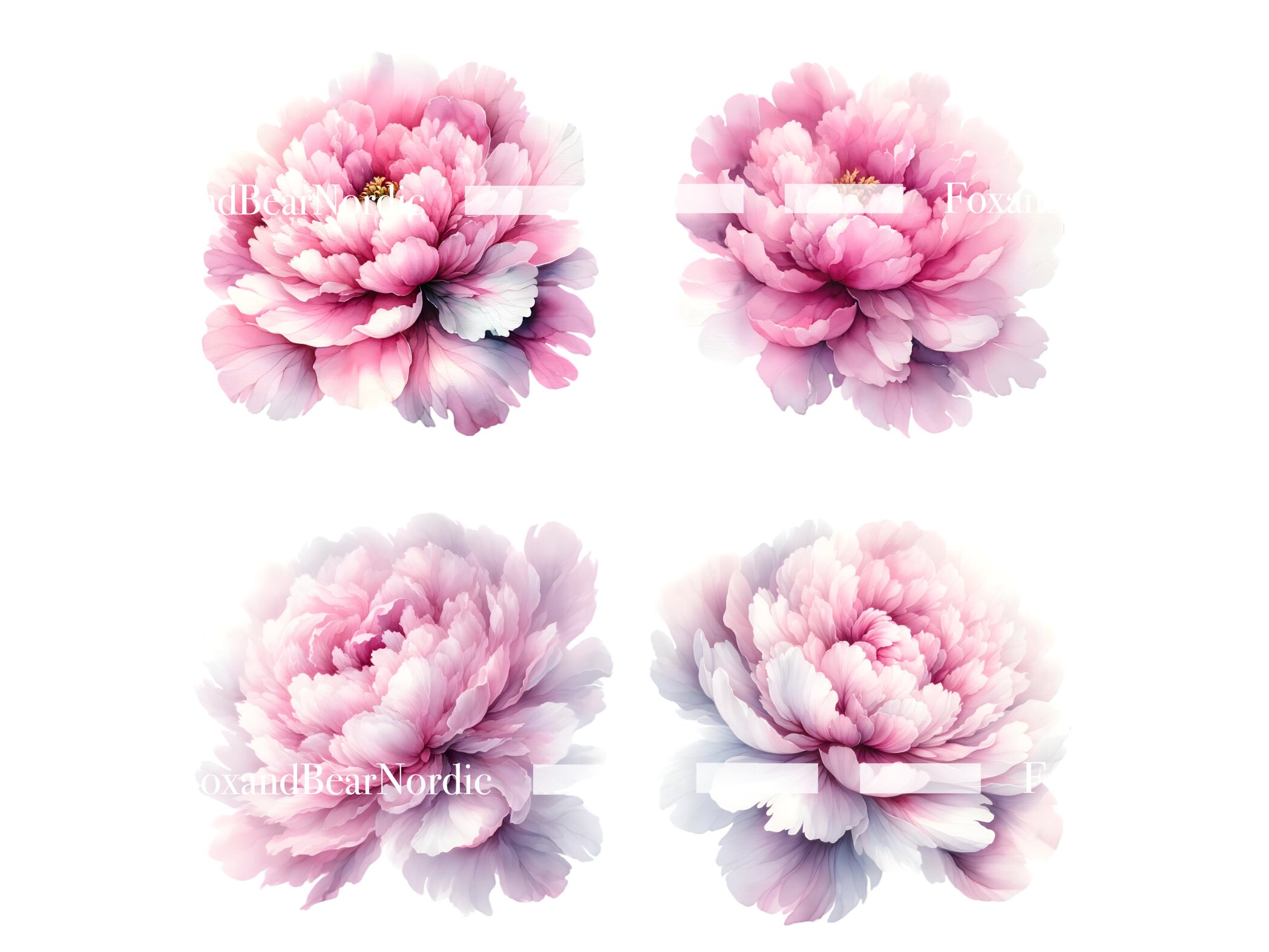 Watercolor Pink Peonies Clipart Floral Clipart Peony Flower Clipart Pink Floral Watercolor Clipart Wedding Clipart Mothers Day Clipart image 5
