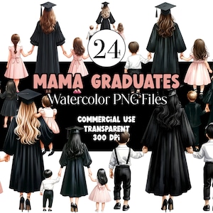 Acuarela Mamá Graduación PNG Doctor Graduación Clipart Graduación Chica PNG Gorro de Graduación Clipart para Adorno de Gorro de Graduación Uso Comercial
