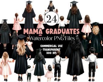 Watercolor Mama Graduation PNG Doctor Graduation Clipart Graduation Girl PNG Graduation Cap Clipart for Graduation Cap Topper Commercial Use