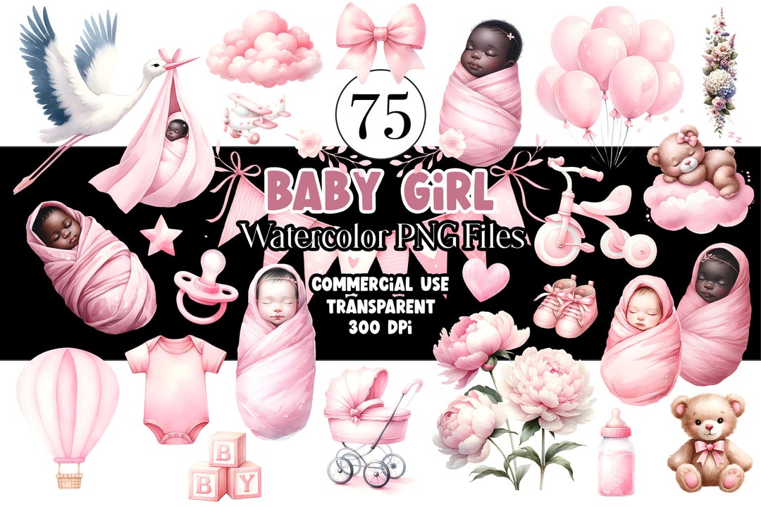Watercolor Baby Shower Clipart Baby Girl Clipart Newborn Clipart 1st ...