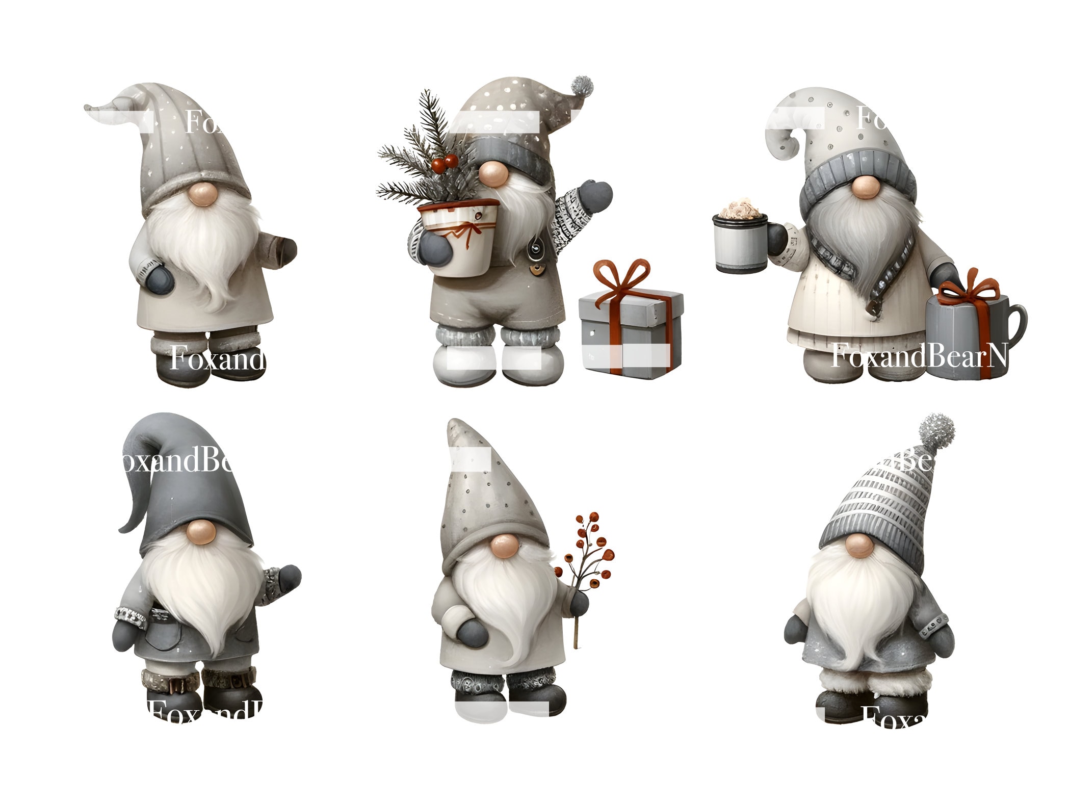 Gnome Clipart PNG Christmas Clipart Watercolor Clipart Christmas Gnomes PNG Commercial Use Watercolor Clip Art Digital Stickers Download image 6