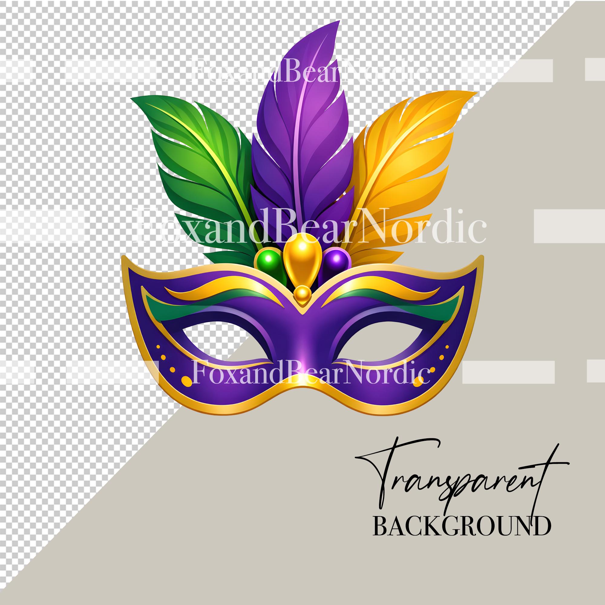 Mardi Gras Icons Clipart PNG | Carnival Symbols | Modern Fat Tuesday Graphics image 3