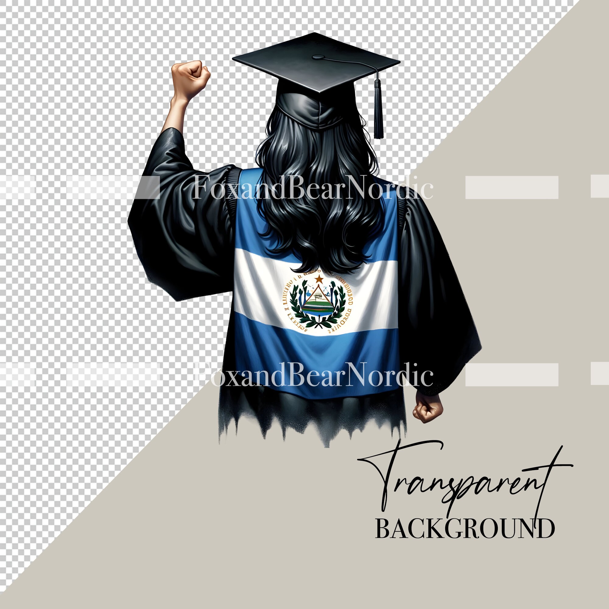 Salvadoran Graduation PNG Graduation Clipart Graduation Girl PNG Clipart for Graduation Cap Topper El Salvador Flag Hispanic Graduation 2026 image 3