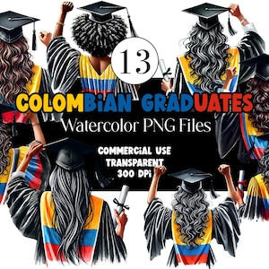Graduación colombiana PNG, clipart de graduación, chica graduada PNG, clipart para birrete de graduación, bandera de Colombia, graduación hispana 2025