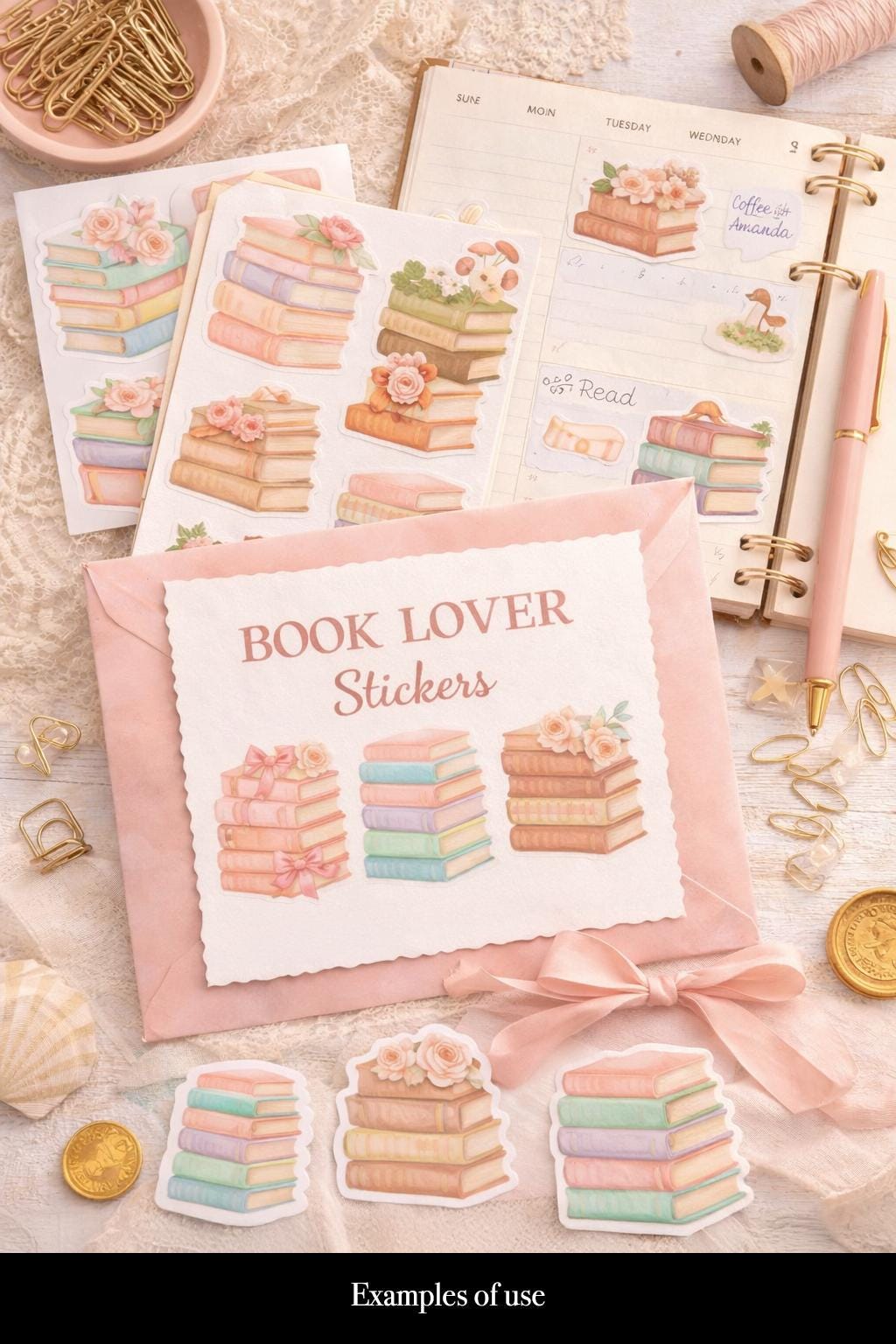 Aesthetic Pastel Floral Book Stack Clipart | Cottagecore Books PNG, Watercolor Pastel Books, Seasonal & Fairycore Book Clip Art image 6