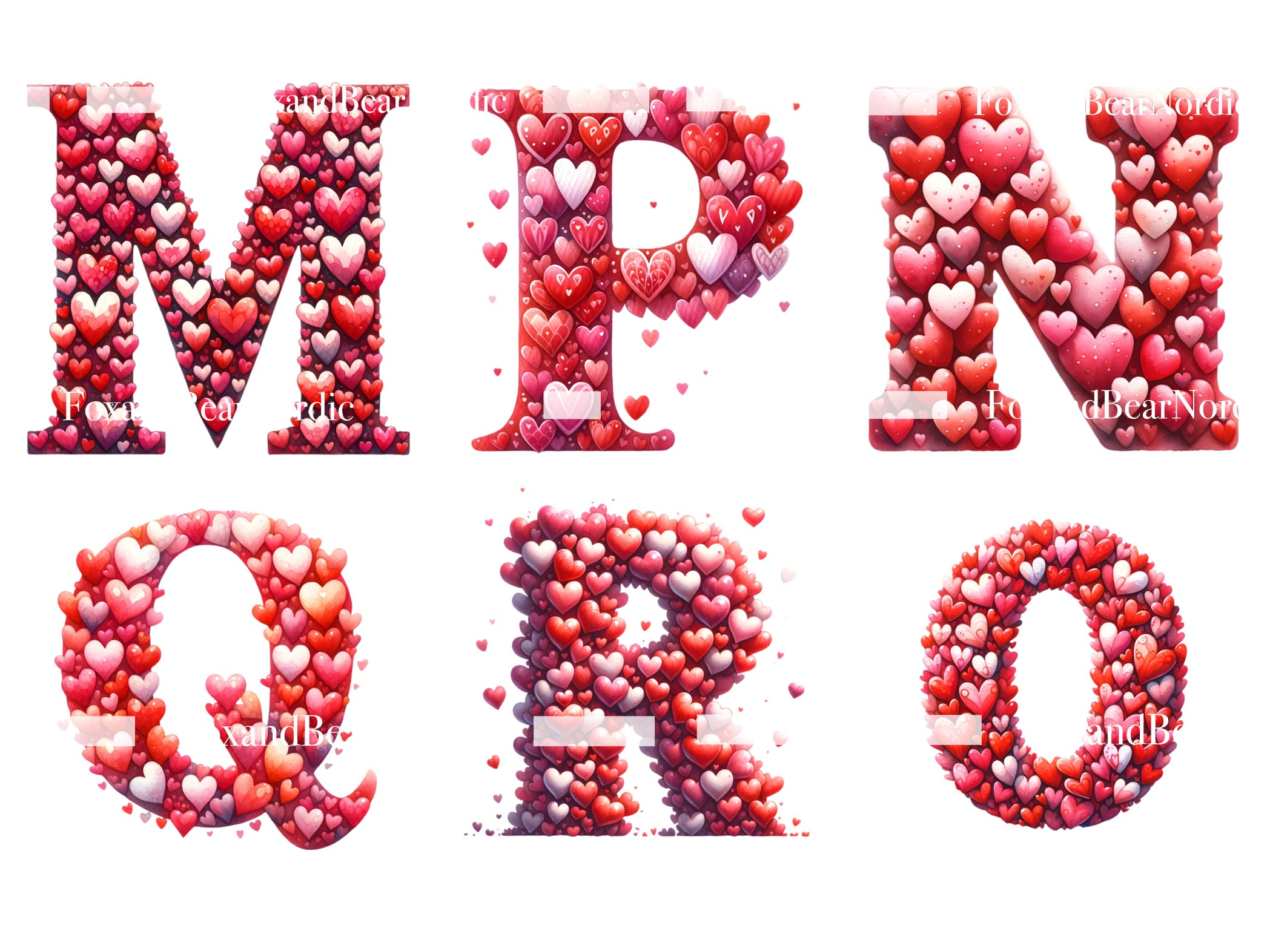 Valentine Alphabet PNG Valentines Day PNG Valentine Clipart Letters Watercolor Clipart Commercial Use Watercolor Clip Art Digital Stickers image 7