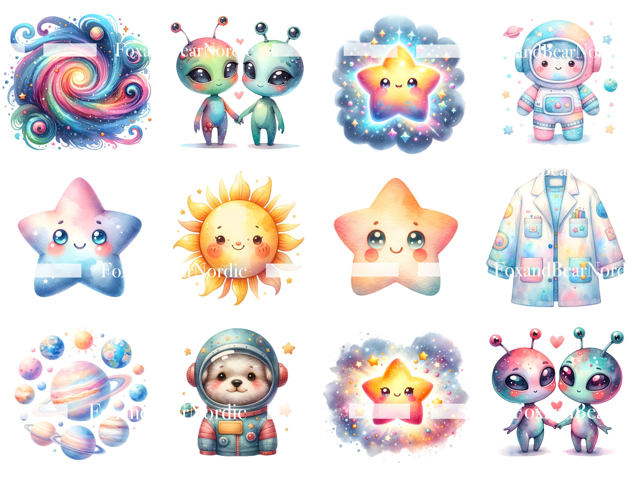 Outer Space PNG Galaxy Clipart Astronaut Clipart Space Birthday PNG Watercolor Clipart Commercial Use Watercolor Clip Art Digital Stickers image 7