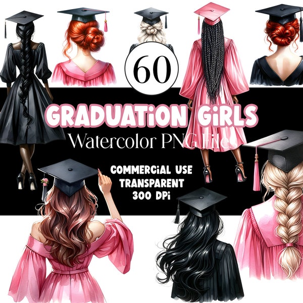 Watercolor Graduation PNG Doctor Graduation Clipart Graduation Girl PNG Graduation Cap Watercolor Clipart Watercolor Clip Art Commercial Use