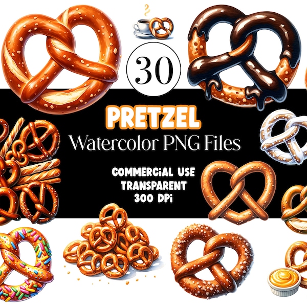 Watercolor Pretzel Clipart Pretzels Food Clipart Chocolate Pretzels Watercolor Clipart Watercolor Clip Art Digital Download Commercial Use