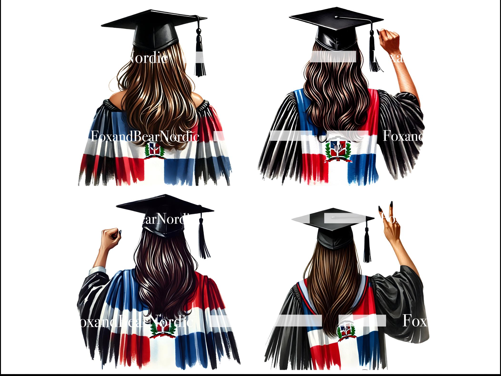 Dominican Graduation PNG Graduation Clipart Graduation Girl PNG Clipart for Graduation Cap Topper Dominican Republic Flag Commercial Use image 4