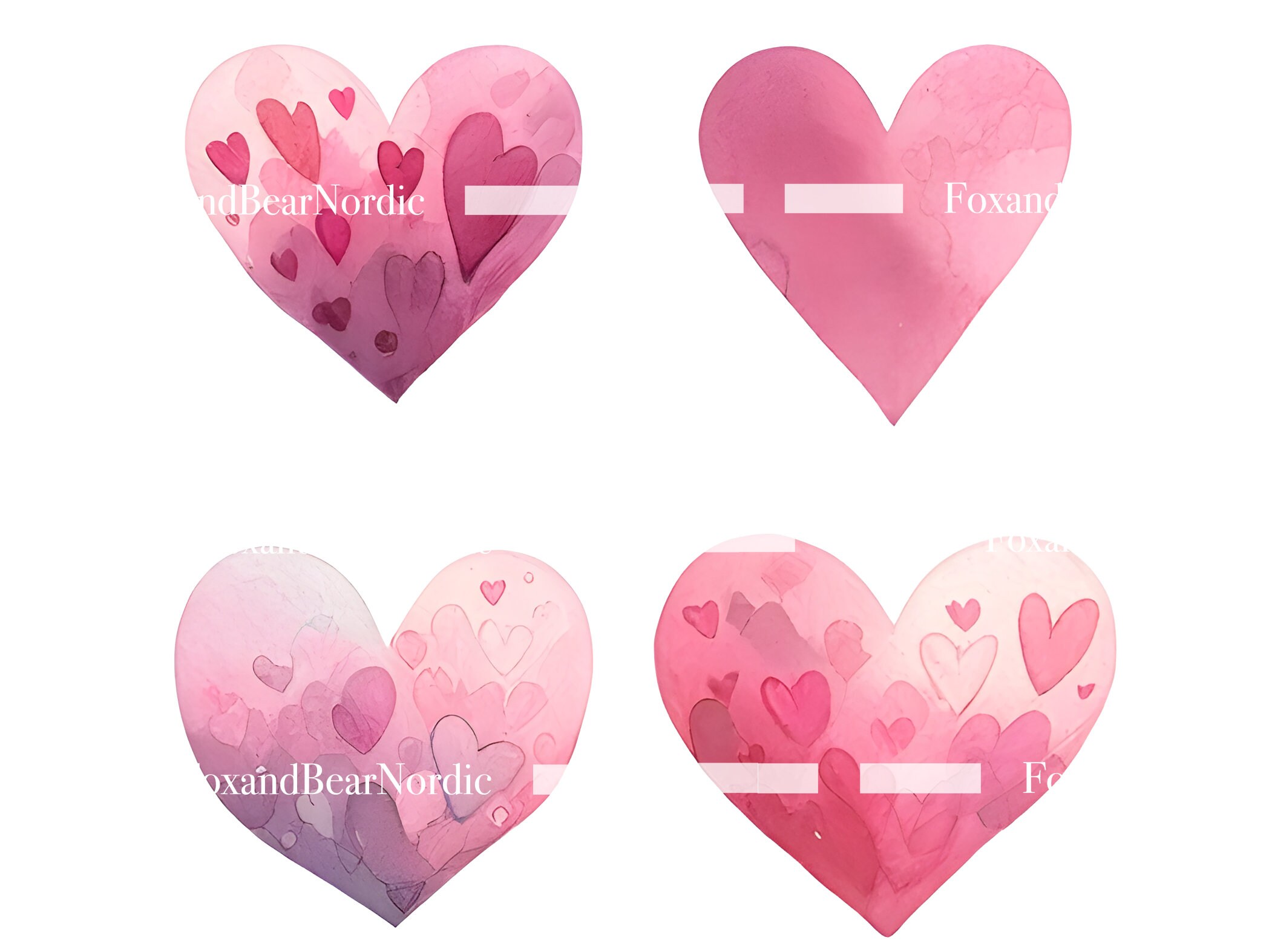 Watercolor Heart Clipart Heart PNG Valentines PNG Watercolor Clipart Watercolor Clip Art Digital Stickers Instant Download Commercial Use image 6