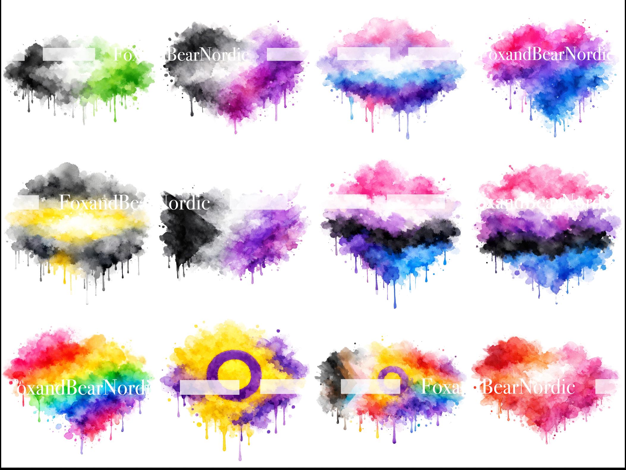 Pride Flag Watercolor Clipart Bundle (27 PNG Files, Commercial Use) image 5