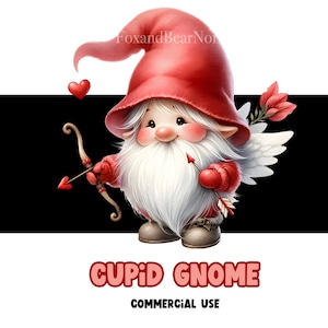 Valentine Cupid Gnome Clipart PNG Gnome Valentine PNG Valentines Watercolor Clipart Commercial Use Watercolor Clip Art Digital Download
