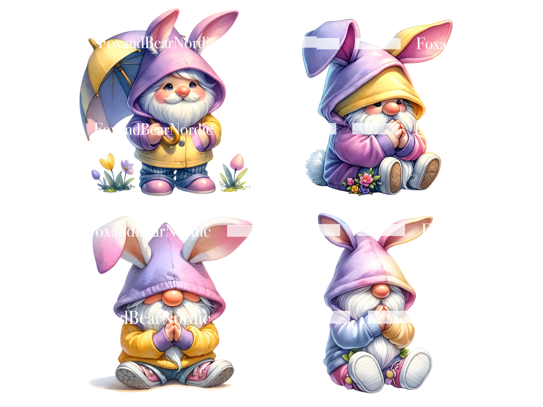 Watercolor Easter Gnomes Clipart PNG Gnome Clip Art Pastel Easter PNG Watercolor Clipart Commercial Use Watercolor Clip Art Digital Download image 5