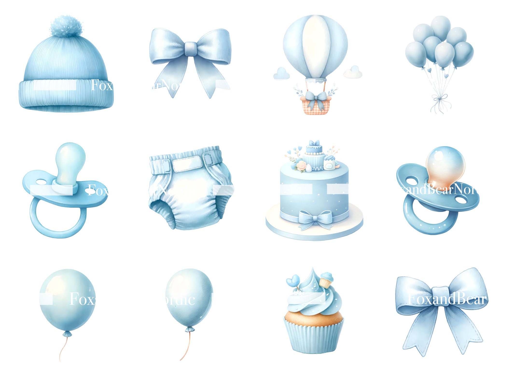 Watercolor Baby Shower Clipart Baby Boy Clipart Newborn Clipart 1st Birthday Boy PNG Stork Baby Clipart Baby Blue PNG Commercial Use image 9