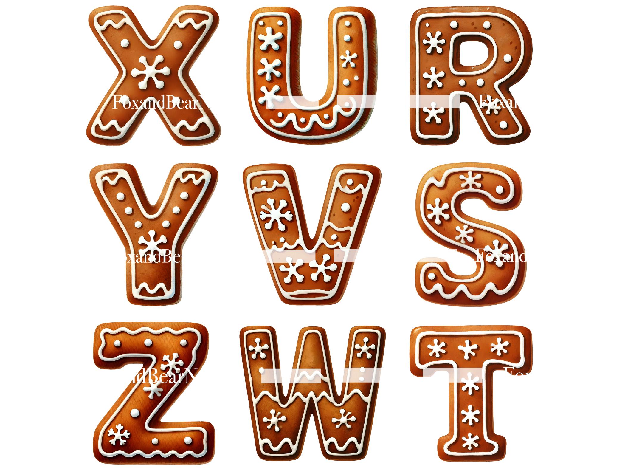 Gingerbread Letters Font Gingerbread Clipart Gingerbread PNG Gingerbread Alphabet Christmas Cookies PNG Christmas Font Commercial Use image 7